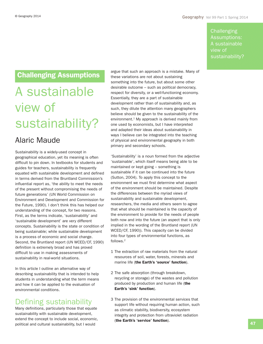 (PDF) A sustainable view of sustainability