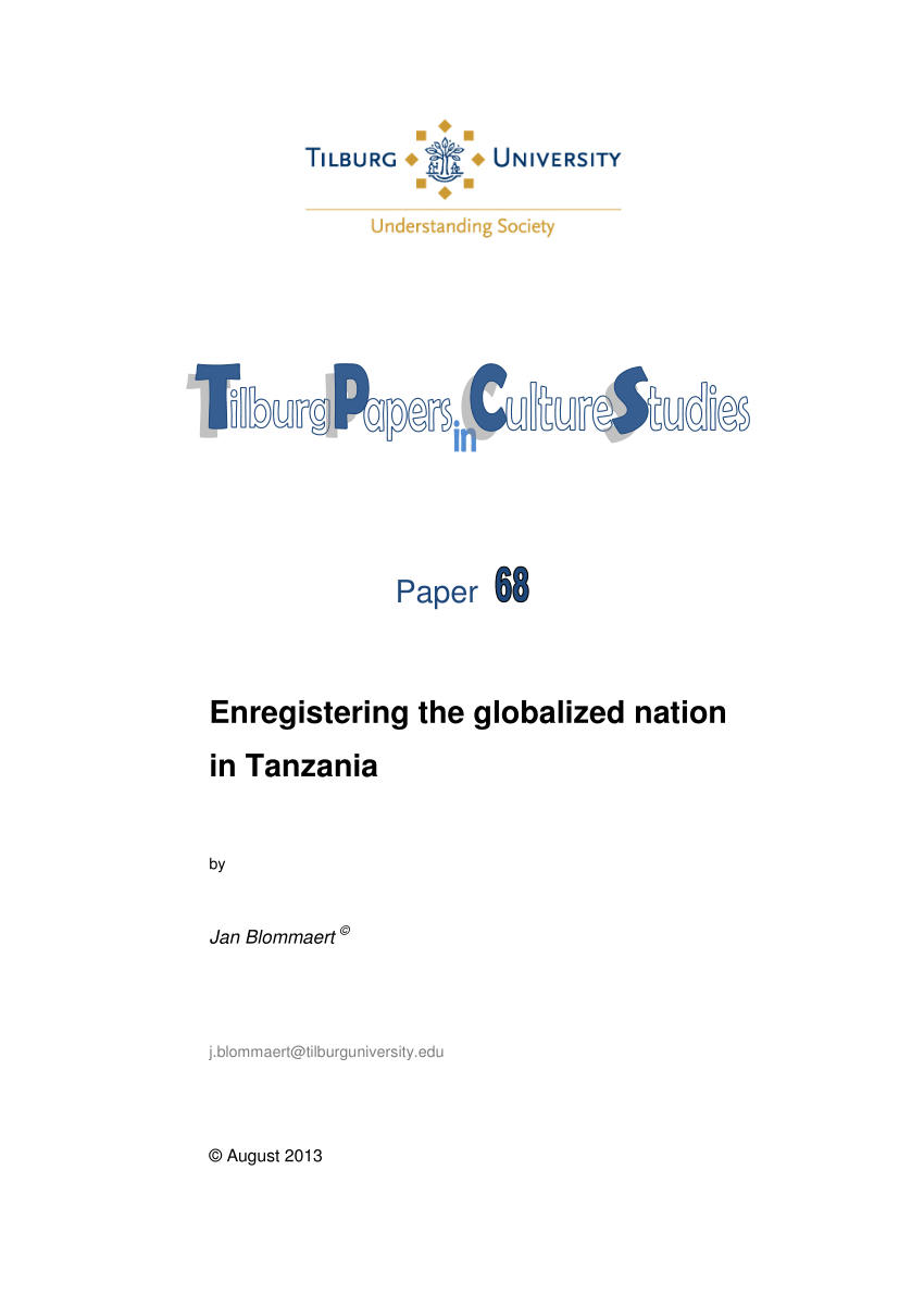 Pdf Enregistering The Globalized Nation In Tanzania