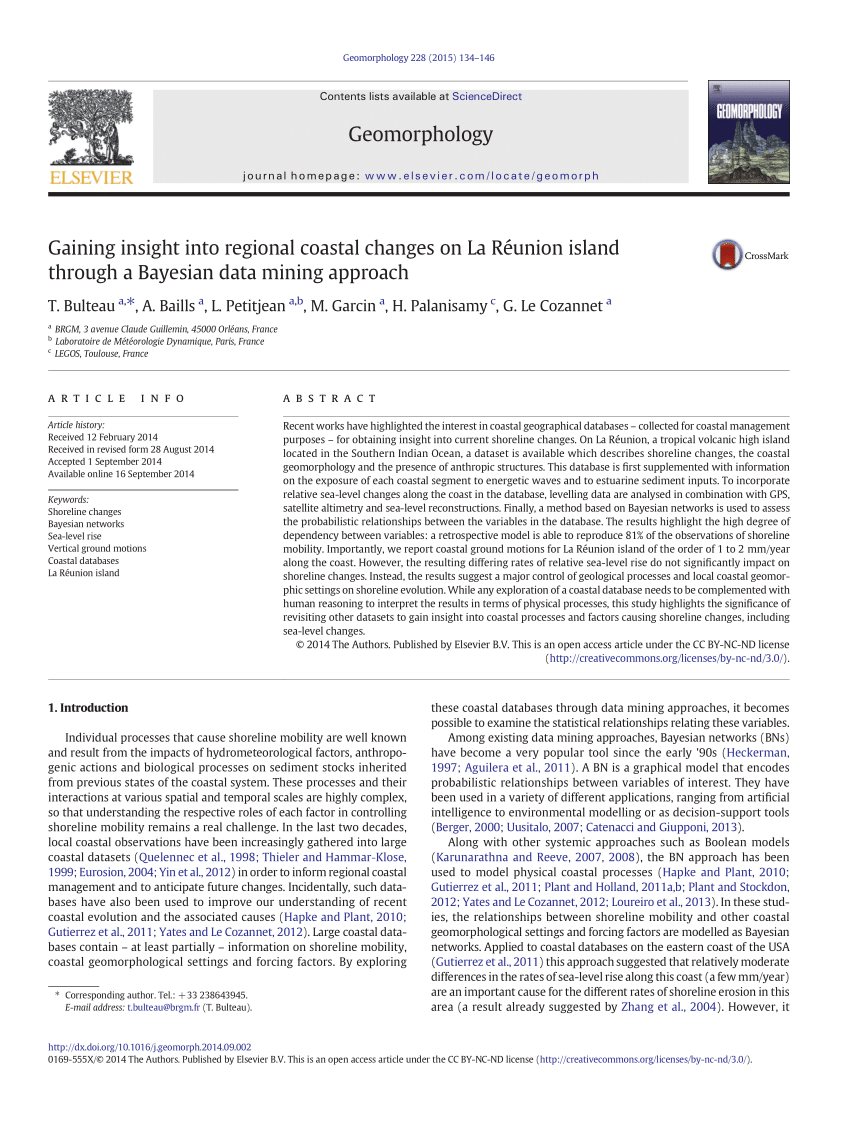 Pdf Gaining Insight Into Regional Coastal Changes On La Reunion Island Through A Bayesian Data Mining Approach