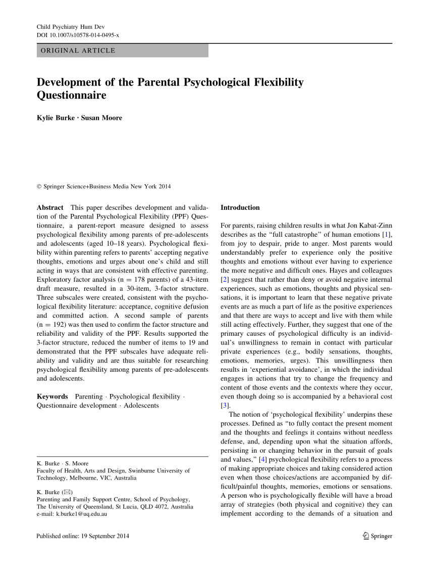 (PDF) Development of the Parental Psychological ...