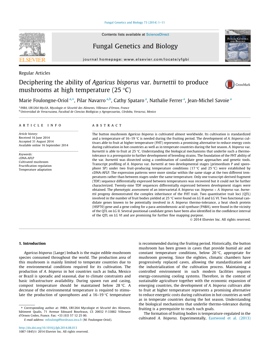PDF) Deciphering the ability of Agaricus bisporus var. burnettii 