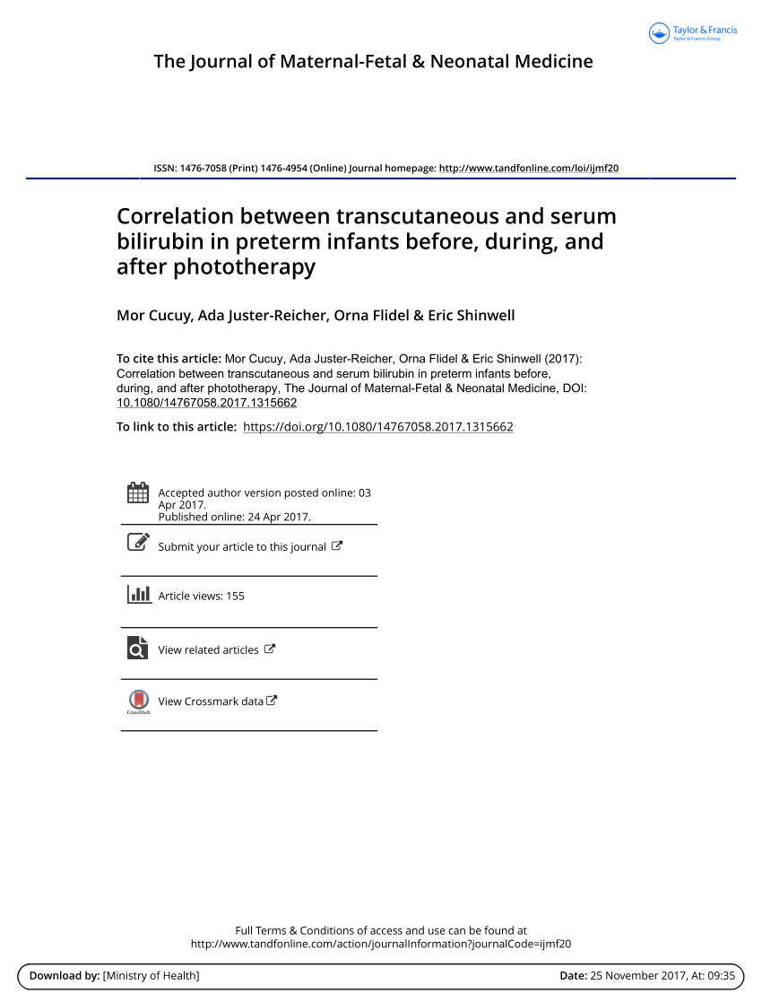 (PDF) Correlation of Transcutaneous Bilirubinometry (TcB) and Total