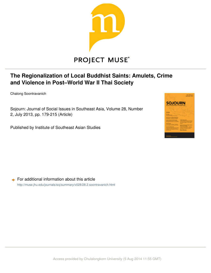 Pdf The Regionalization Of Local Buddhist Saints Amulets Crime And Violence In Post World War Ii Thai Society