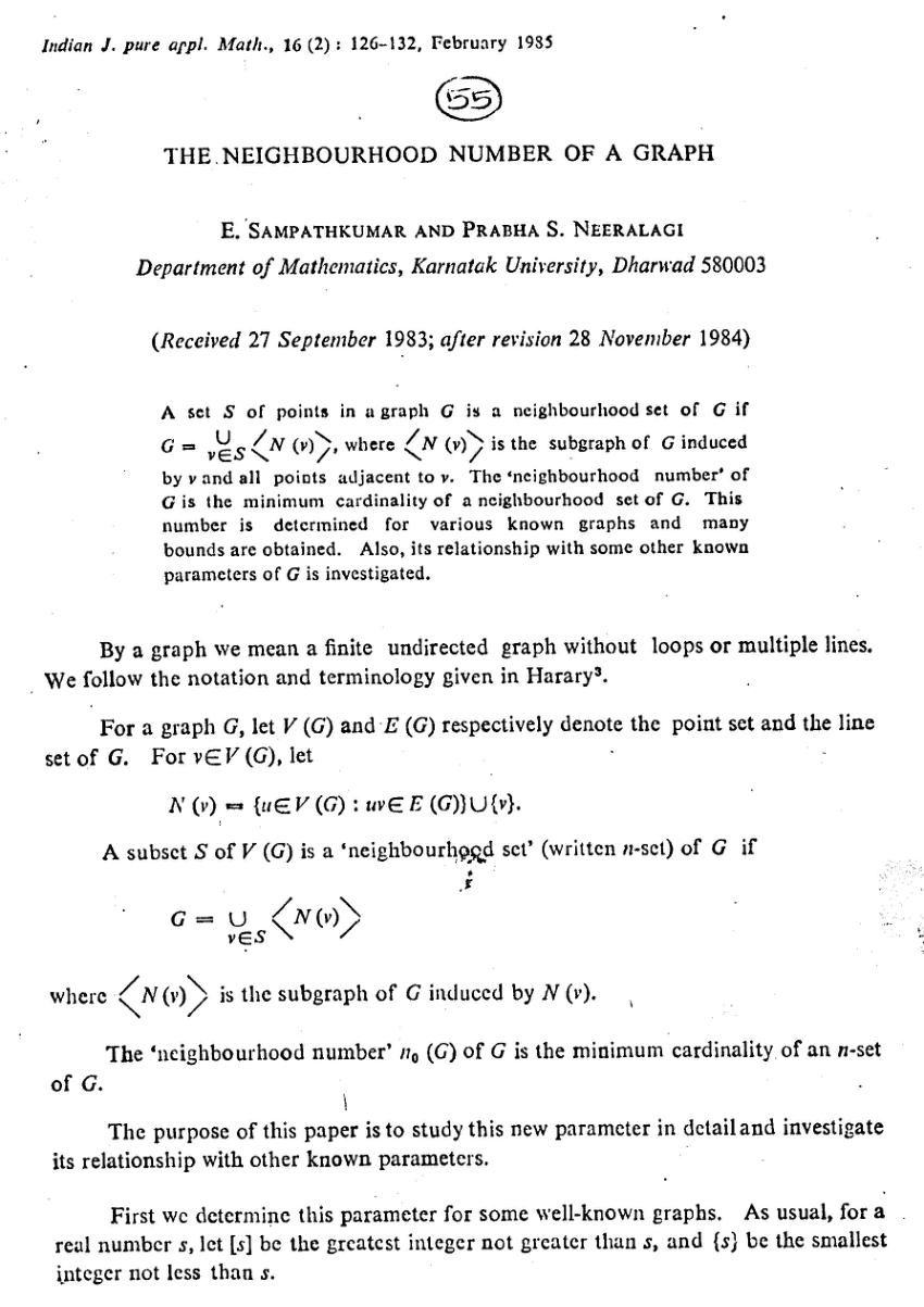 Pdf The Line Neighbourhood Number Of A Graph