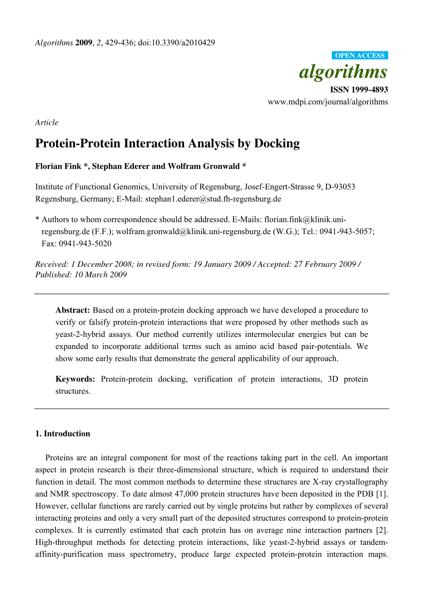 research paper on protein protein docking
