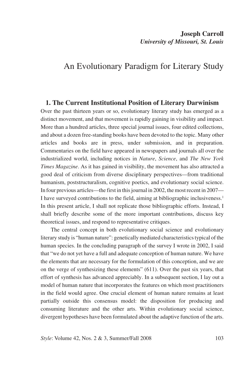 PDF) An Evolutionary Paradigm for Literary Study