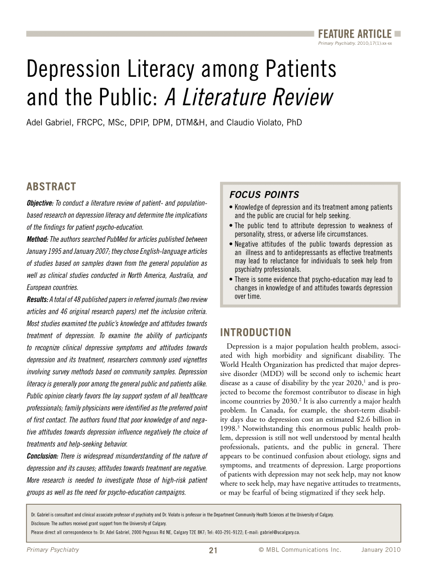 literature review on depression among university students
