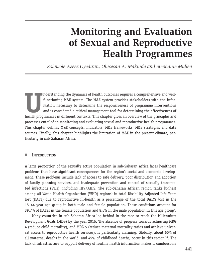 PDF Monitoring and Evaluation of Sexual and Reproductive Health