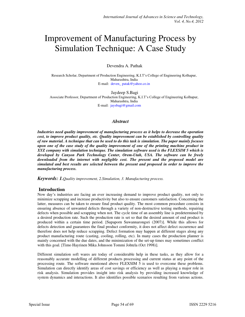 manufacturing process improvement case study