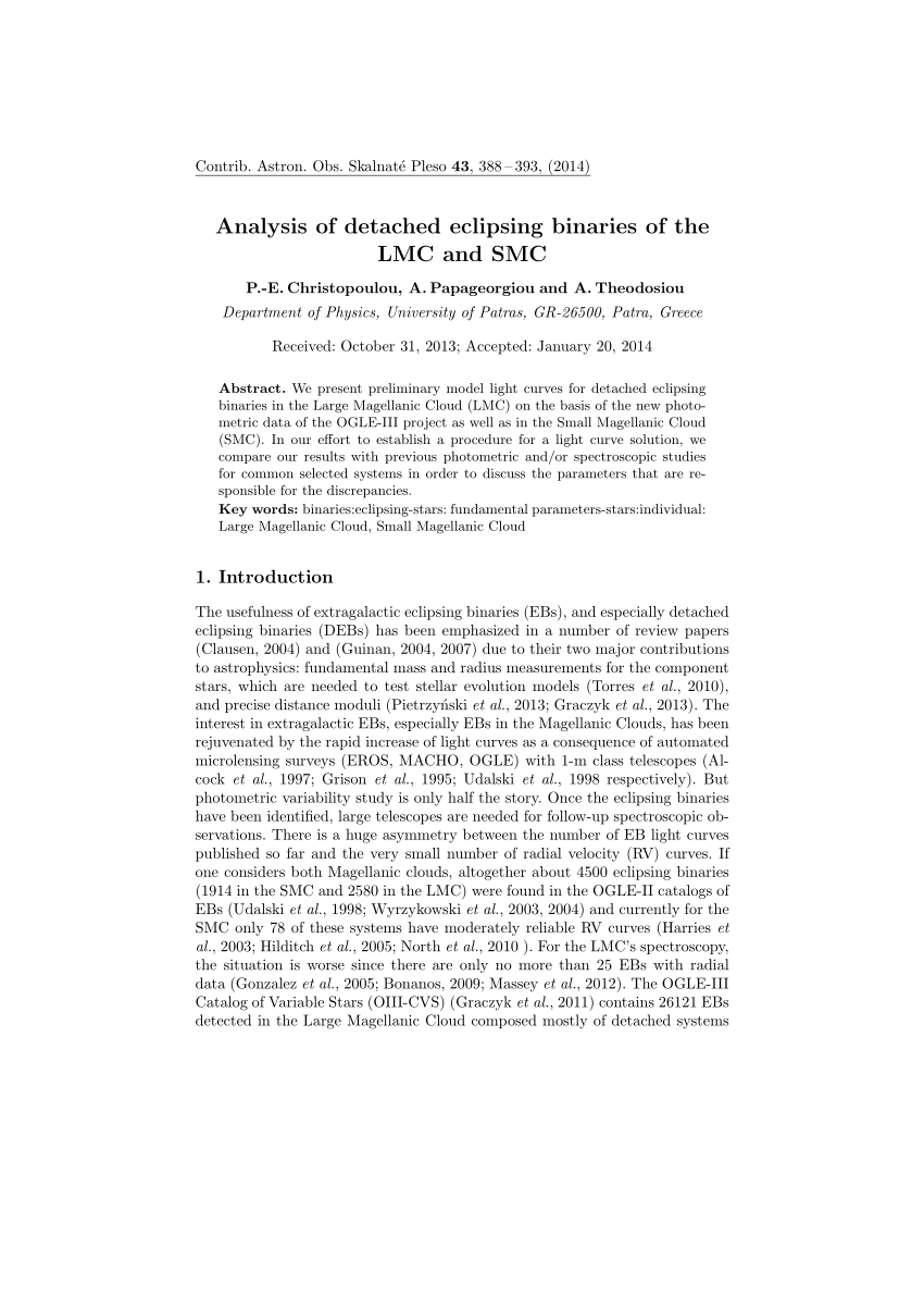 Pdf Analysis Of Detached Eclipsing Binaries Of The Lmc And Smc