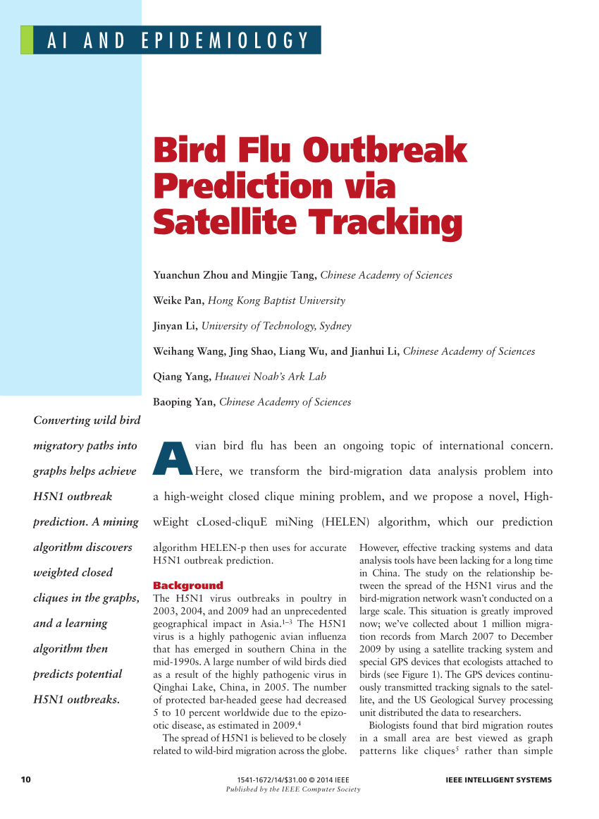 Pdf Bird Flu Outbreak Prediction Via Satellite Tracking