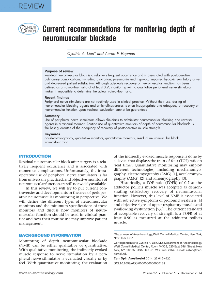 Train of Four - Peripheral Nerve Stimulation 