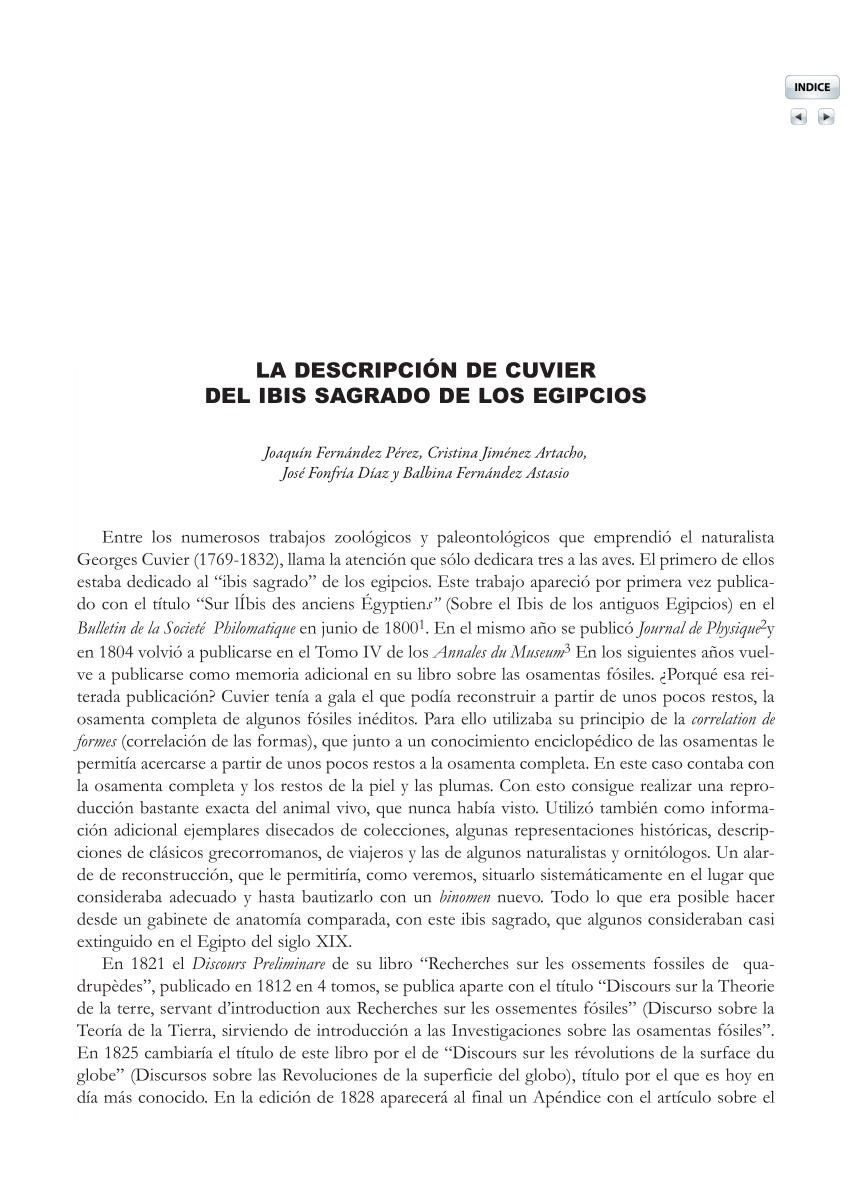 pdf la descripcion de cuvier del ibis sagrado de los egipcios researchgate