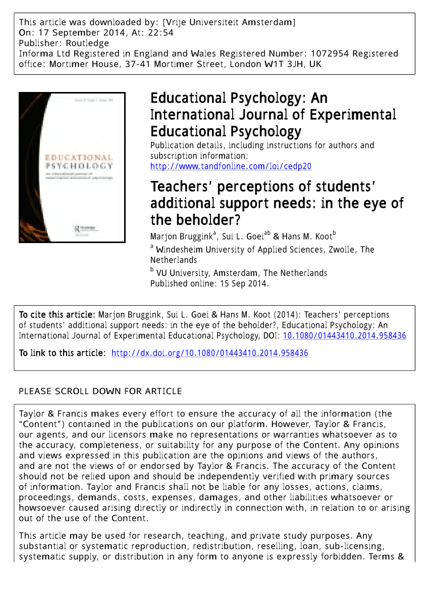articles on psychology of education