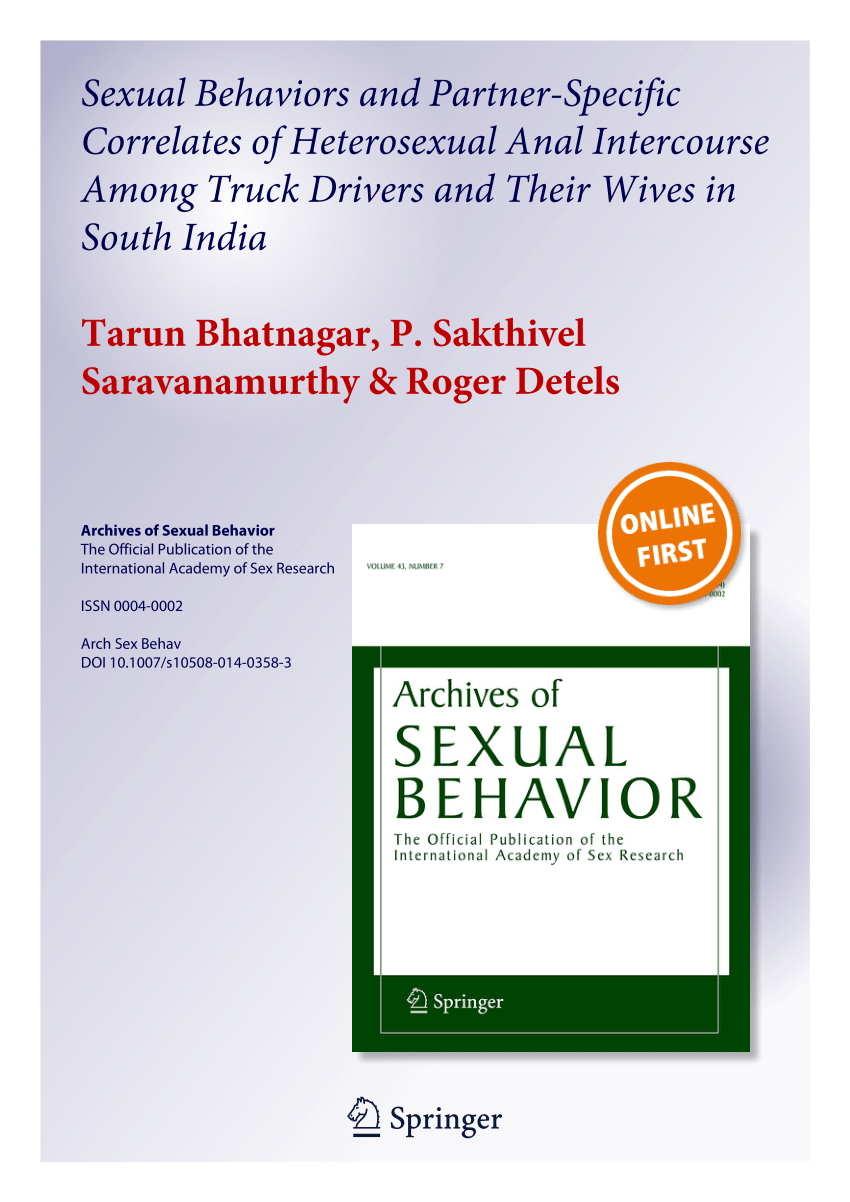 PDF) Sexual Behaviors and Partner-Specific Correlates of Heterosexual Anal Intercourse Among Truck Drivers and Their Wives in South India photo