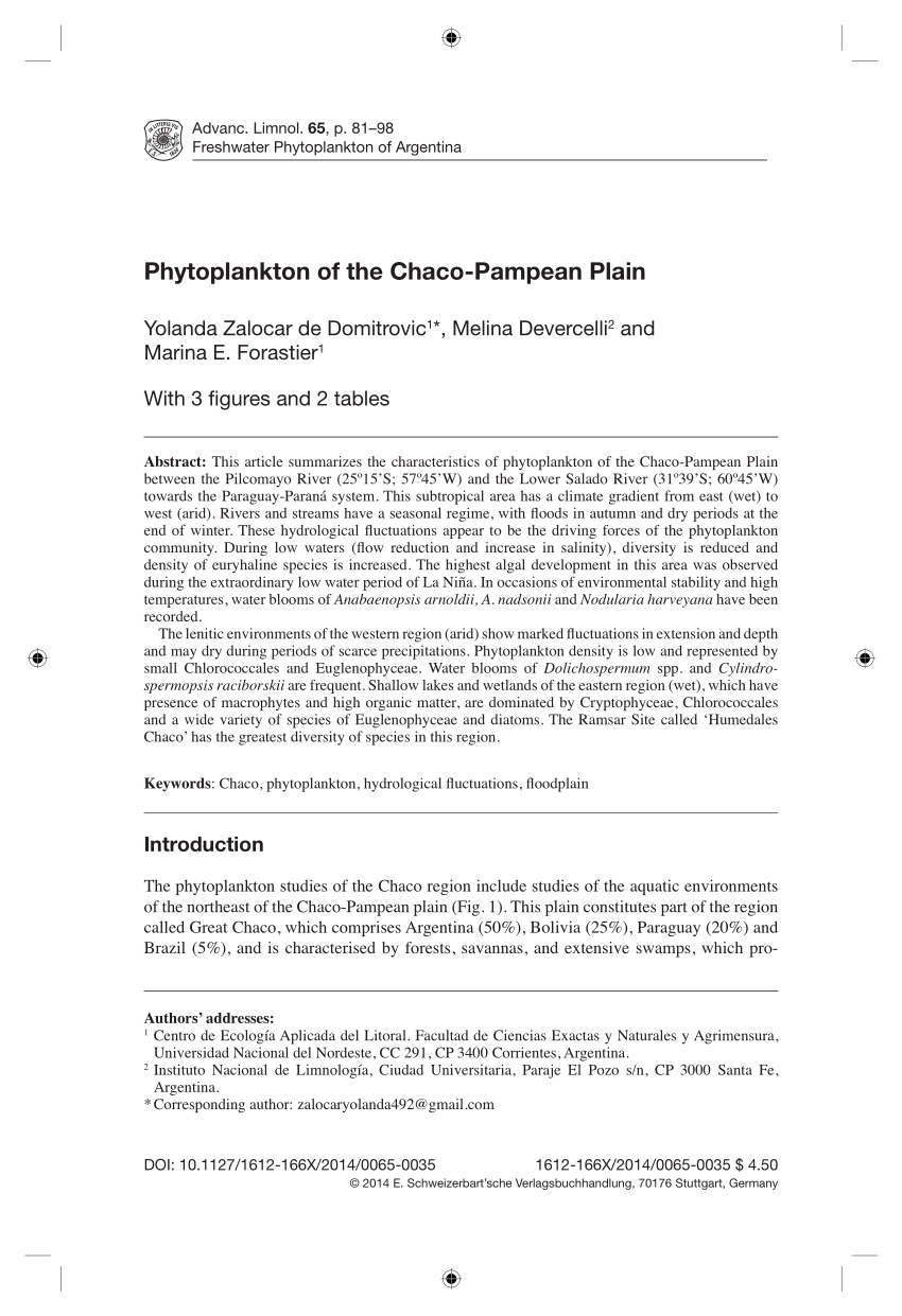 PDF Phytoplankton of the Chaco Pampean Plain