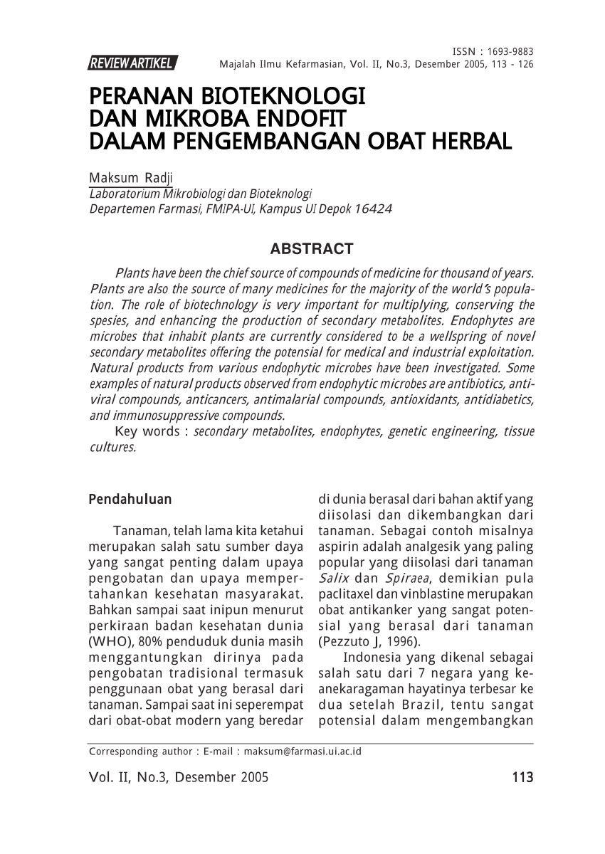  PDF  PERANAN BIOTEKNOLOGI DAN MIKROBA ENDOFIT DALAM 