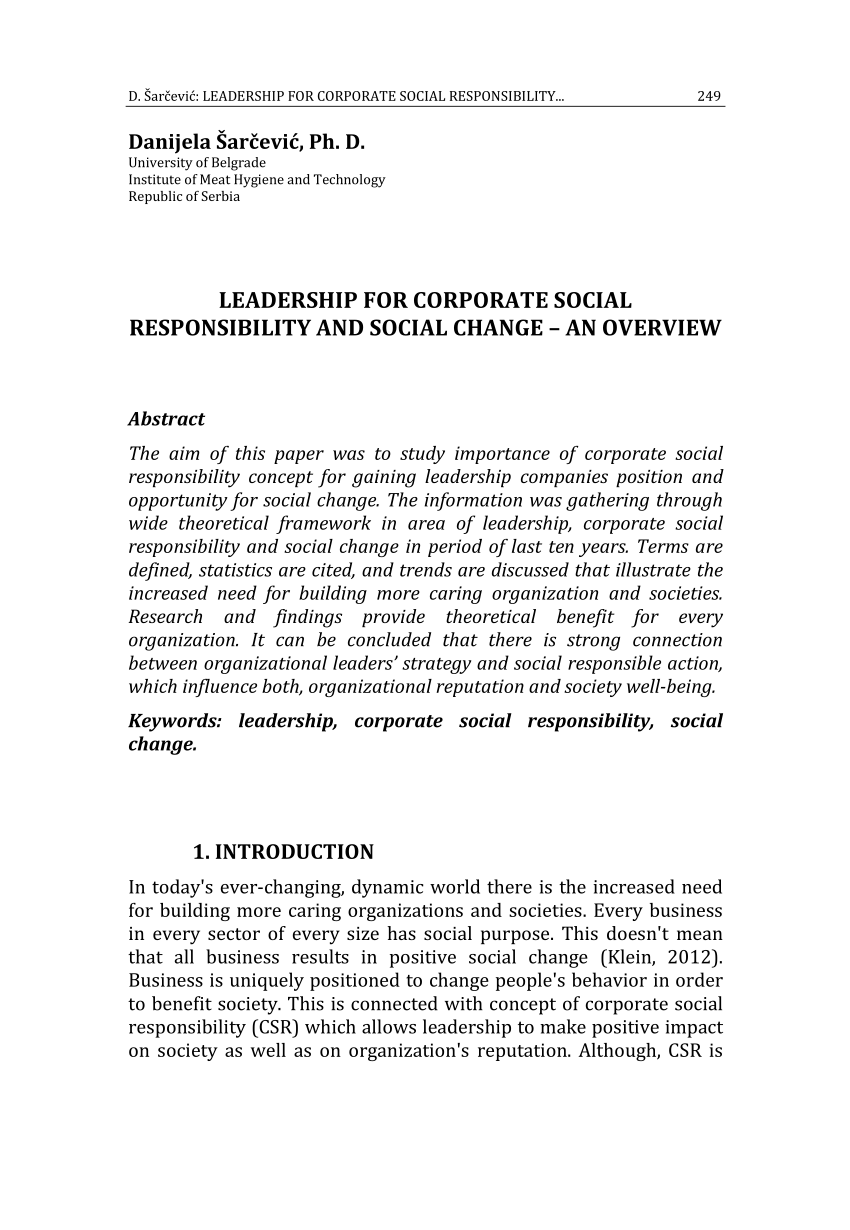 leadership and social responsibility essay
