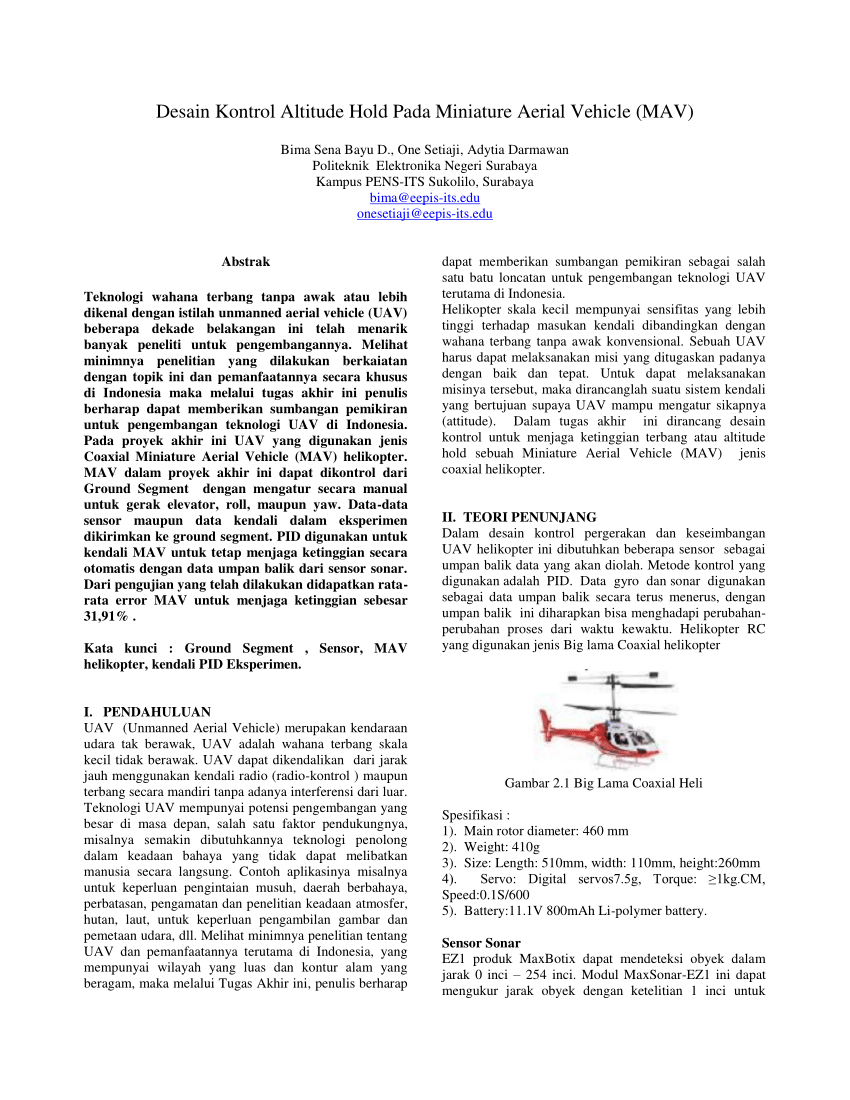 PDF Desain Kontrol Altitude Hold Pada