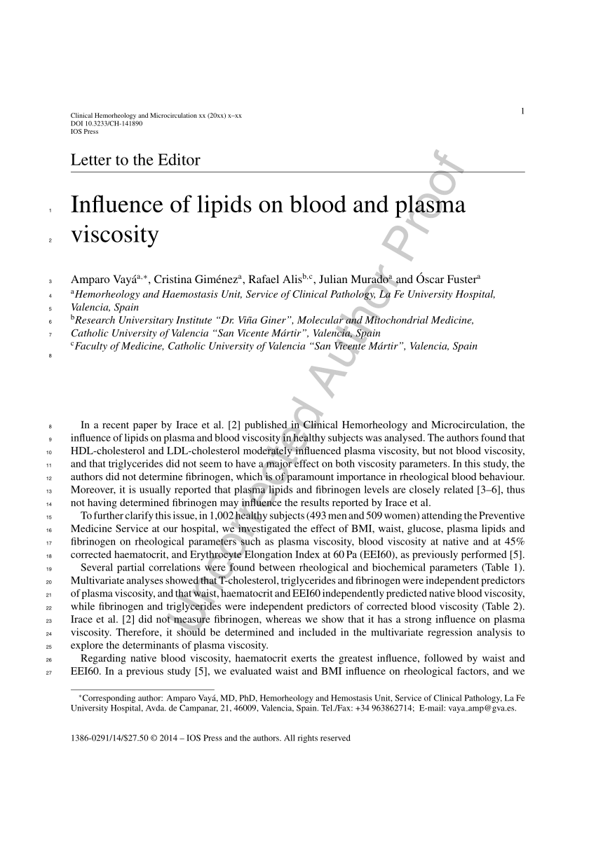 blood plasma viscosity