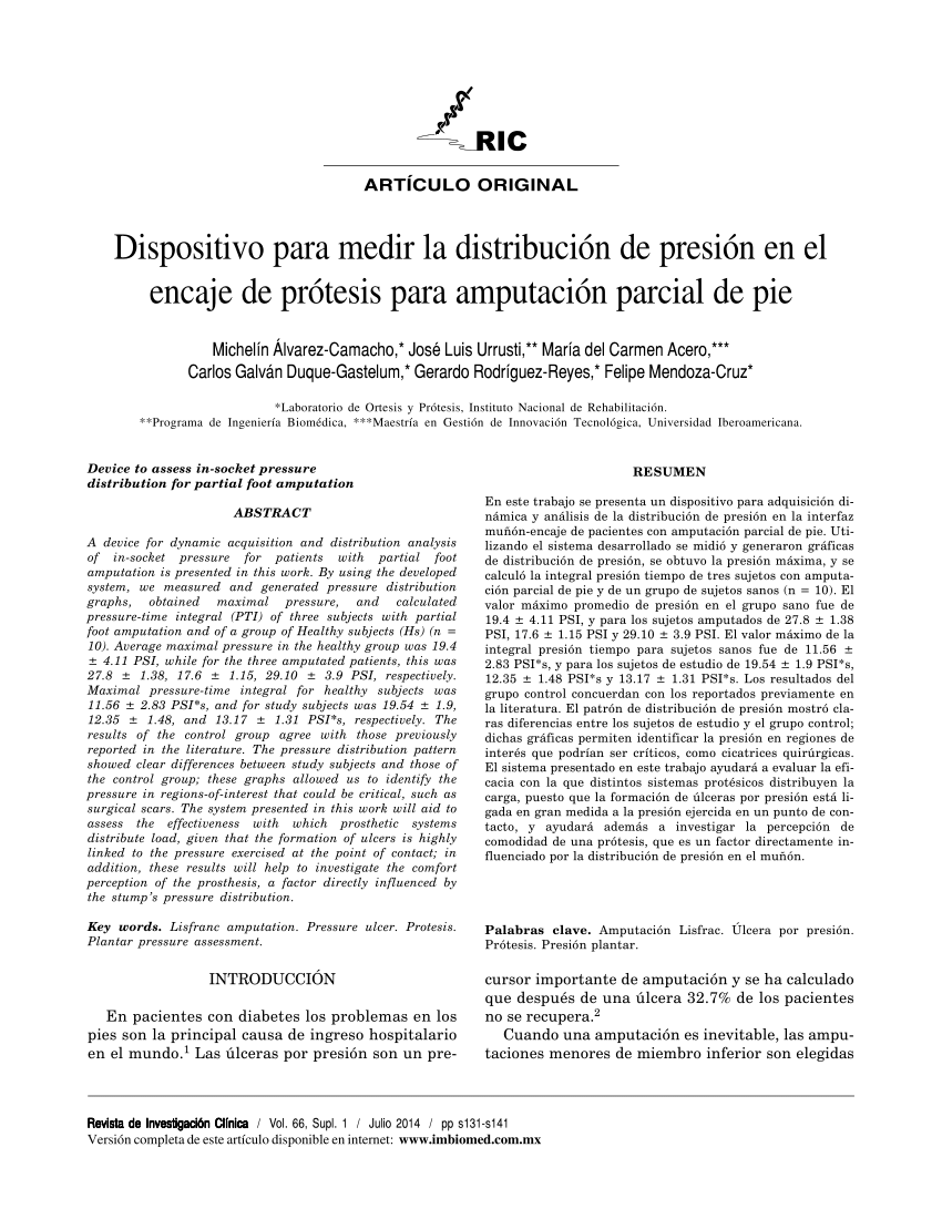 PDF Device to assess in socket pressure distribution for partial  