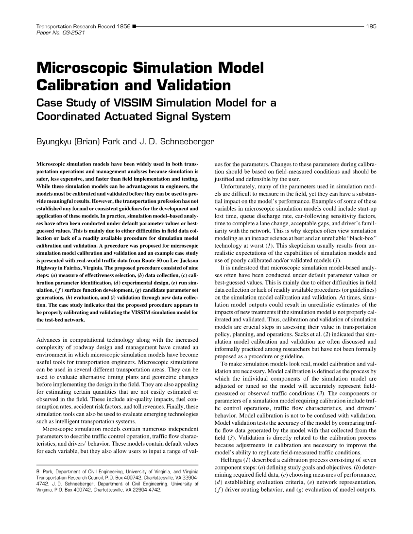 PDF) Microscopic Simulation Model Calibration and Validation: Case ...