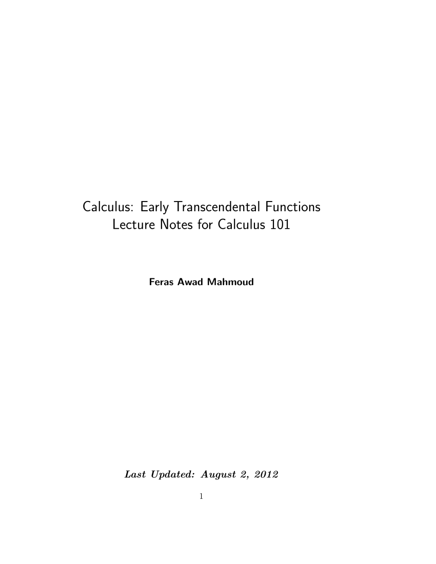 early transcendentals pdf