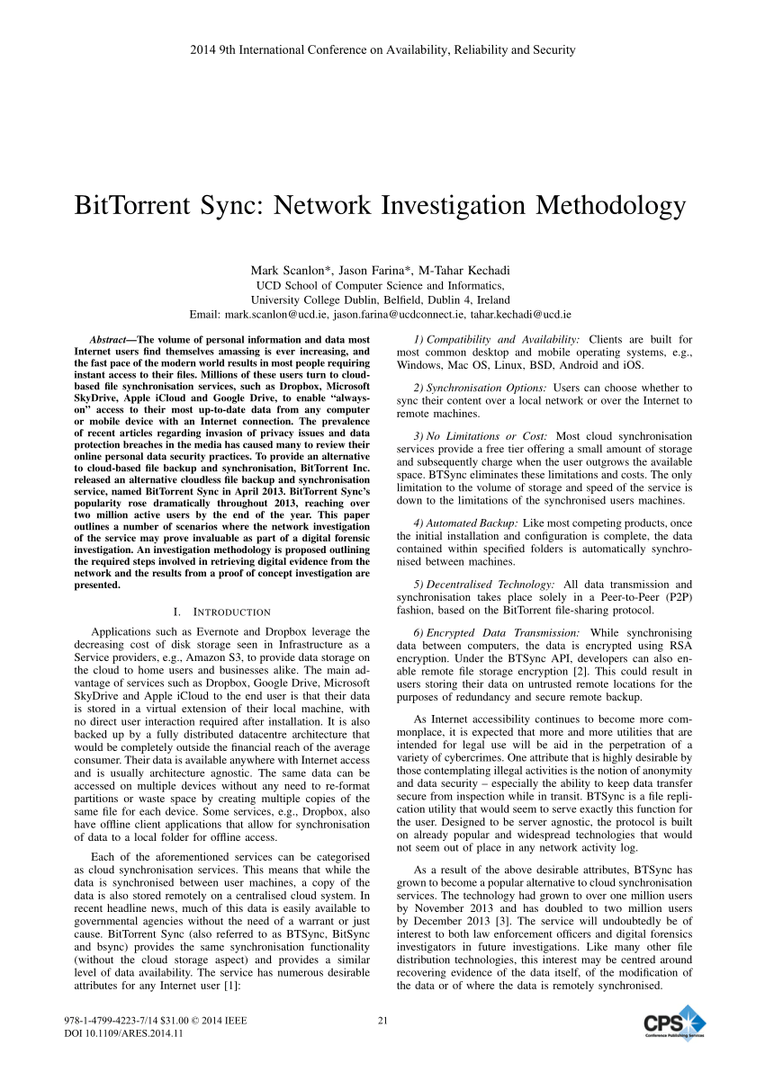 PDF) BitTorrent Sync: Network Investigation Methodology