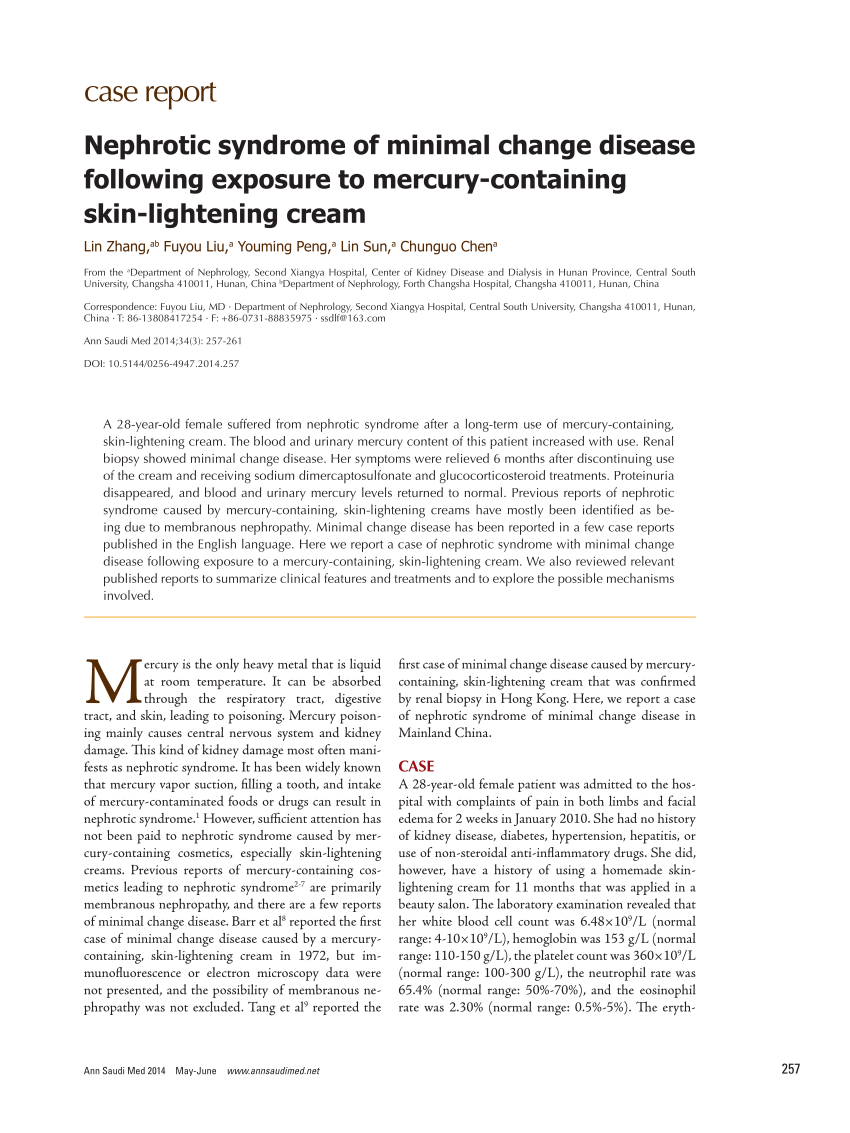 PDF Nephrotic syndrome of minimal change disease following