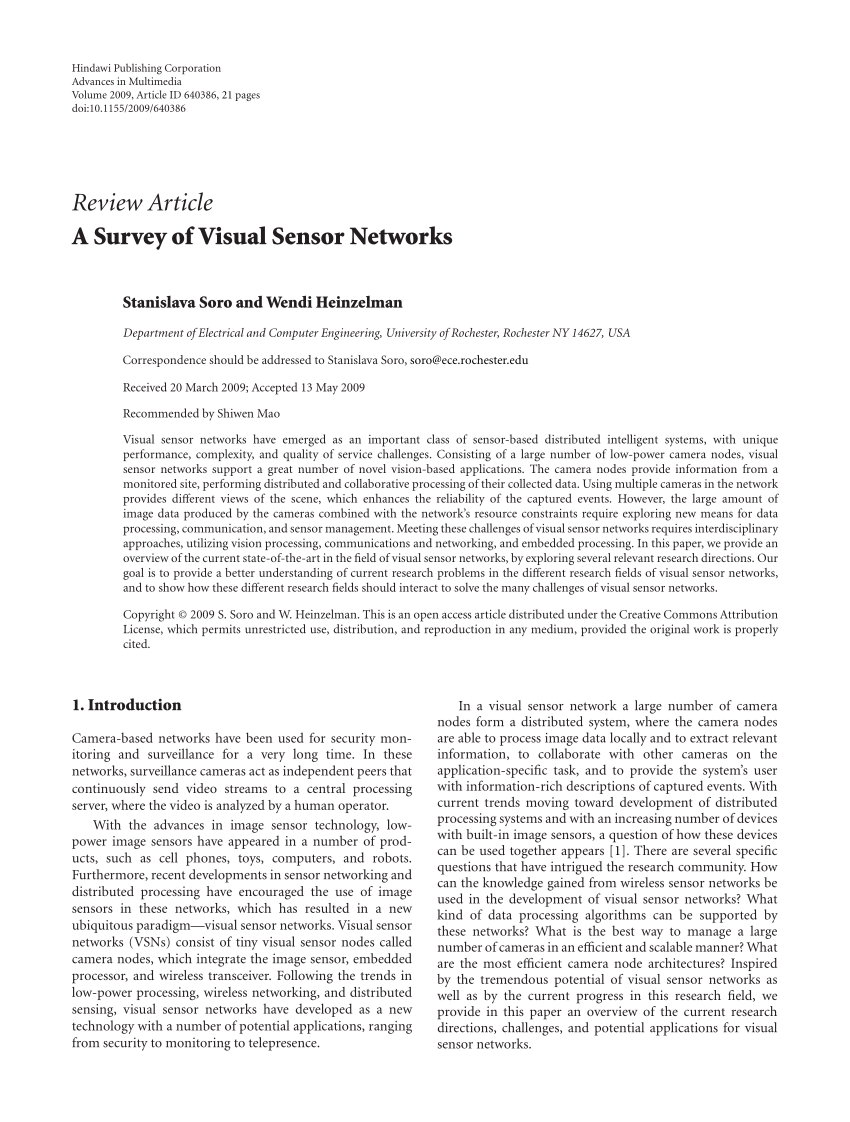 PDF) A Survey of Visual Sensor Networks