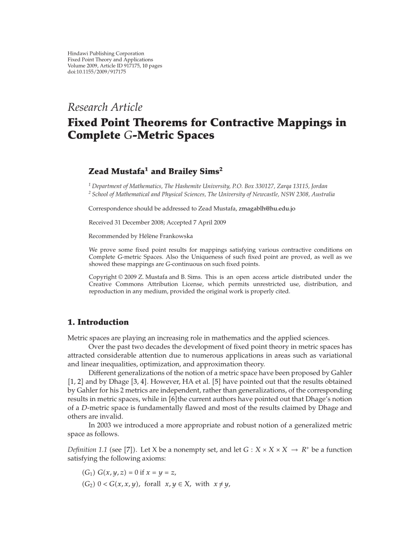 Pdf Fixed Point Theorems For Contractive Mappings In Complete G Metric Spaces