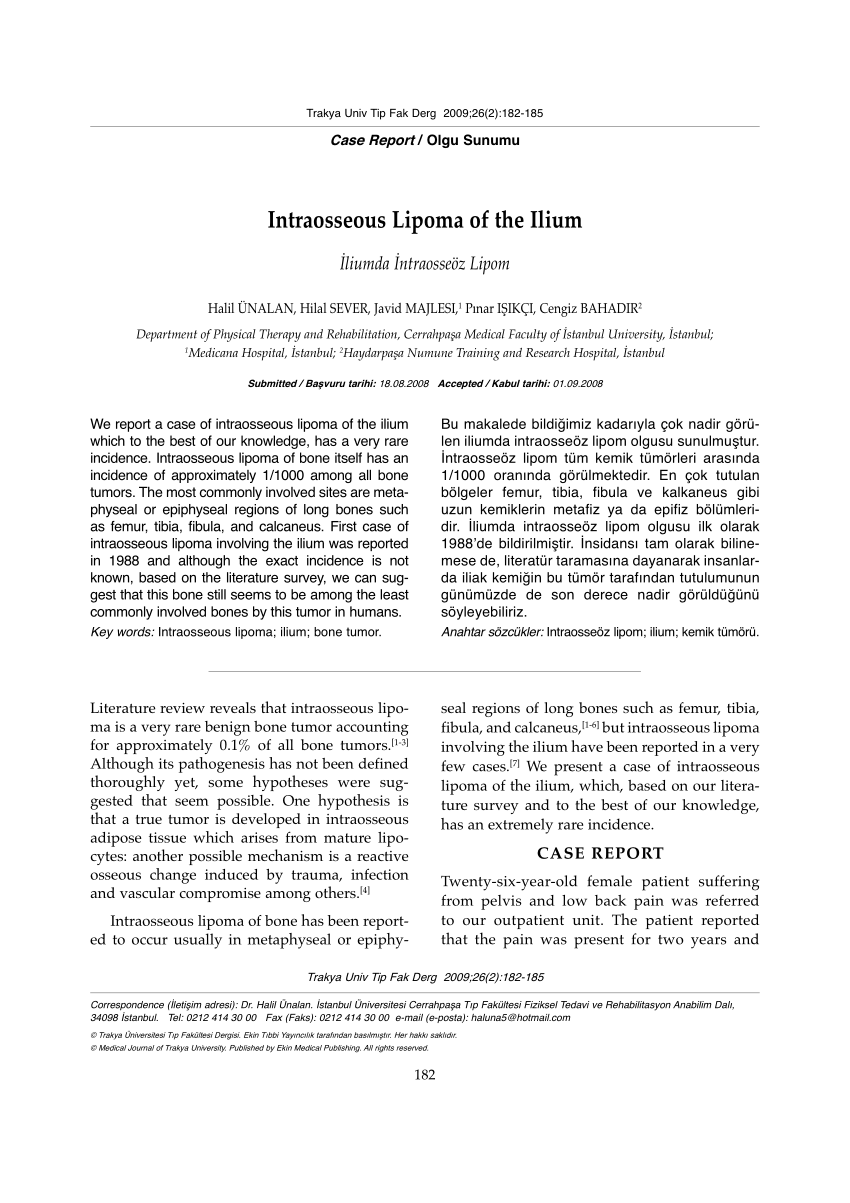pdf intraosseous lipoma of the ilium