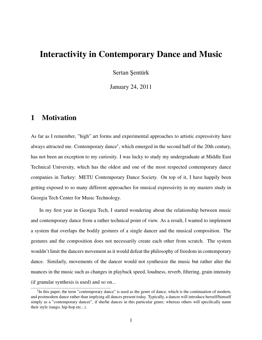modern and contemporary dance essay