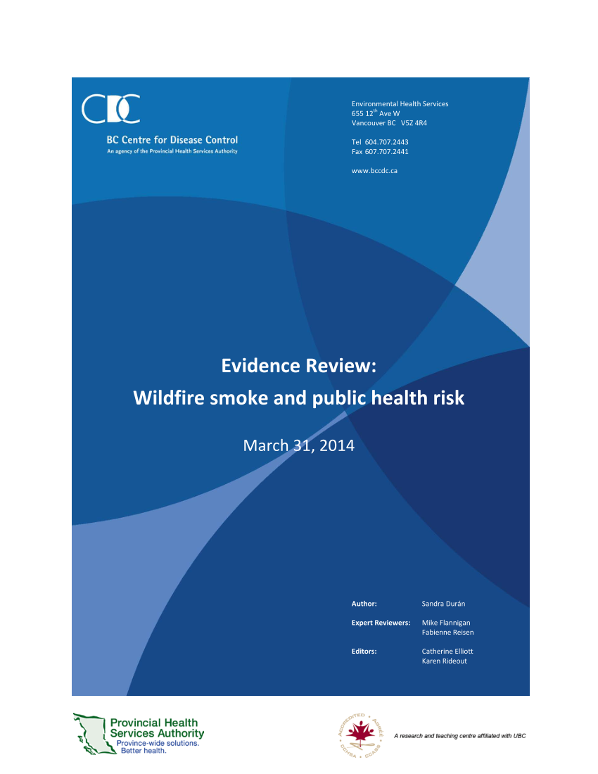 Pdf Evidence Review Wildfire Smoke And Public Health Risk 3992