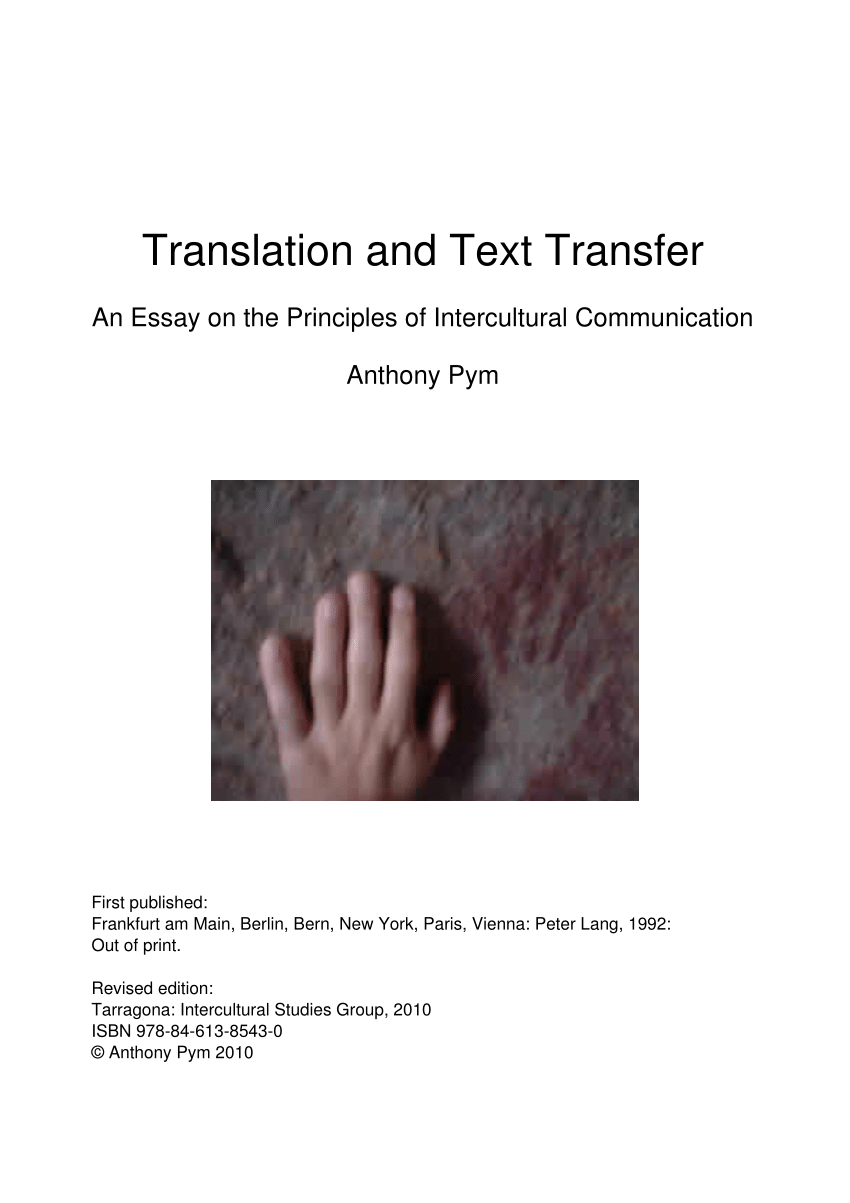 (pdf) Translation And Text Transfer. An Essay On The