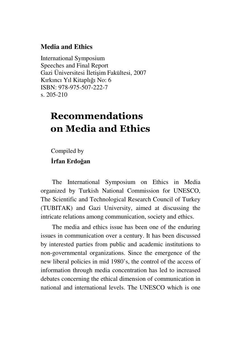 essay about media ethics