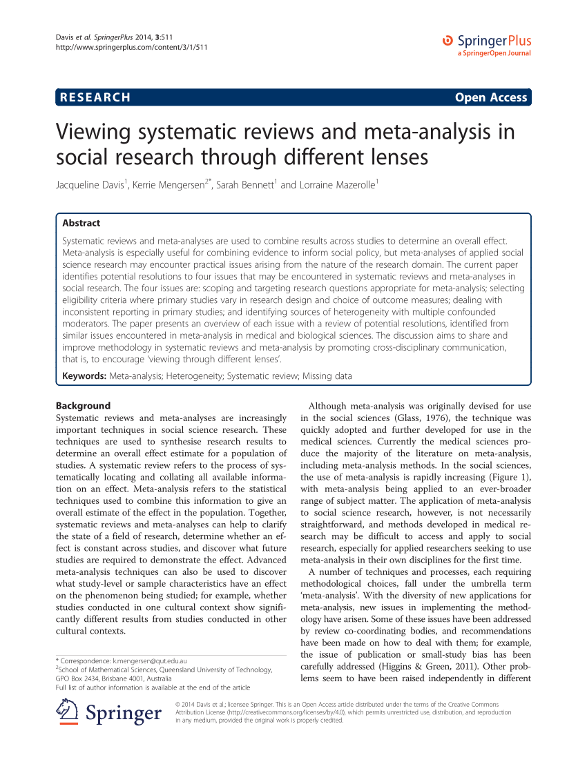 PDF) Viewing systematic reviews and meta-analysis in social