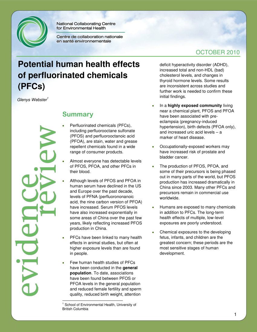 (PDF) Potential human health effects of perfluorinated chemicals (PFCs)