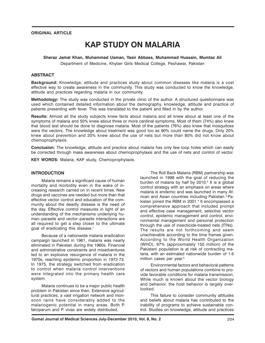 malaria case study examples