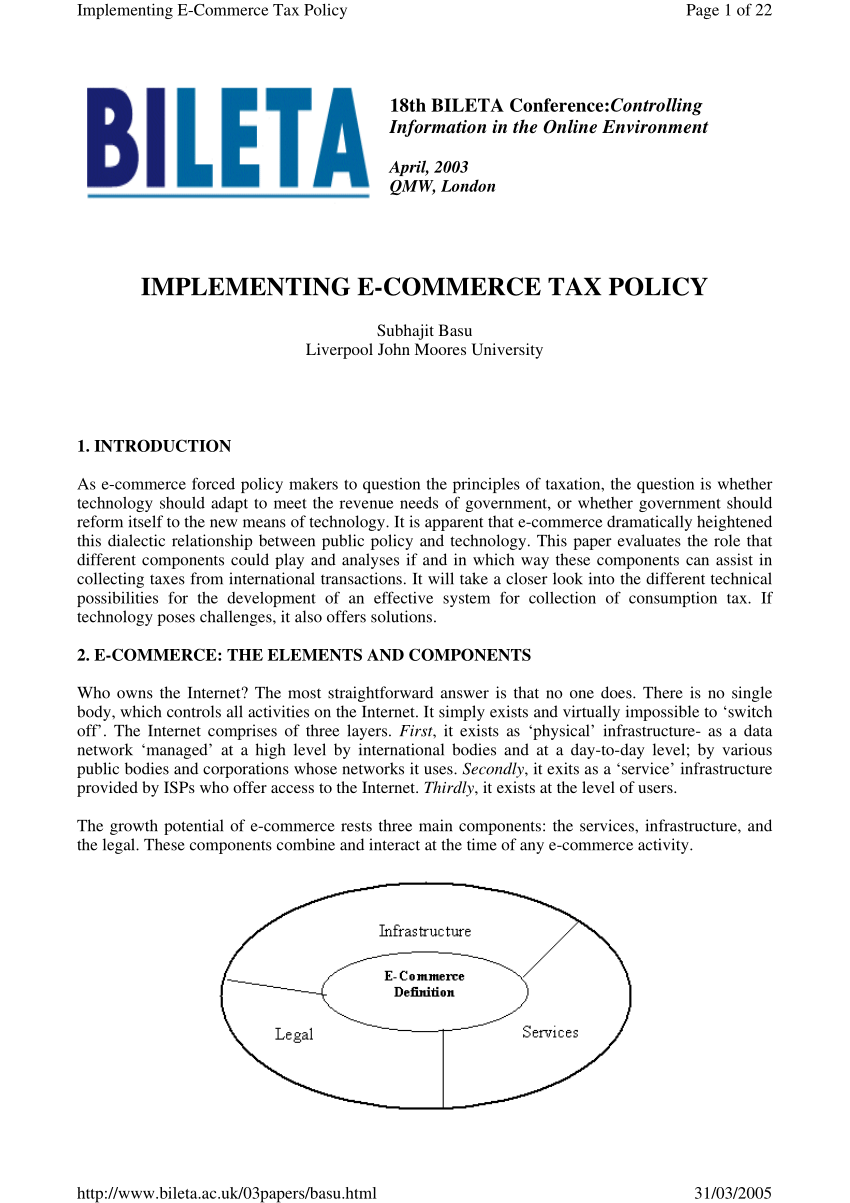 (PDF) IMPLEMENTING E COMMERCE TAX POLICY