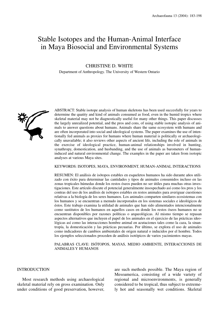 Pdf Stable Isotopes And The Human Animal Interface In Maya Biosocial And Environmental Systems