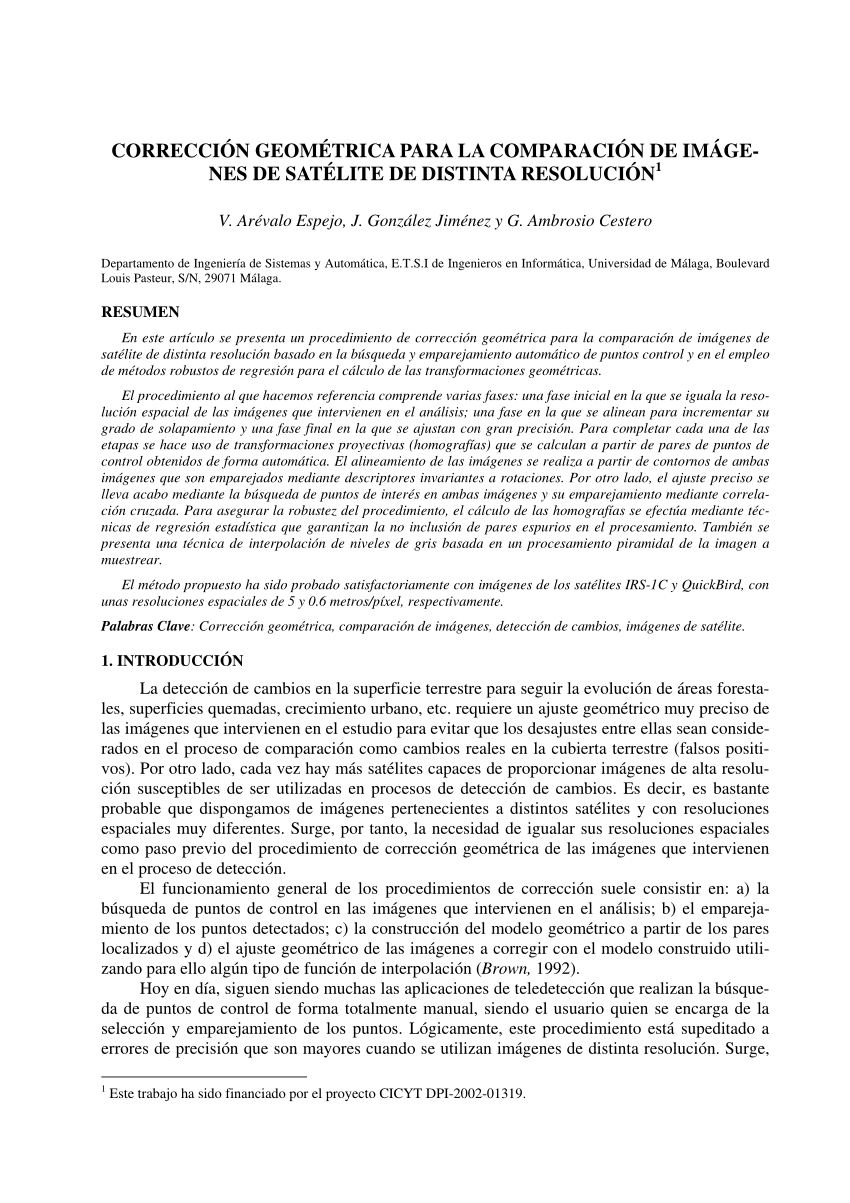PDF) Corrección Geométrica de Imágenes de Satélite de Distinta Resolución  (in spanish)