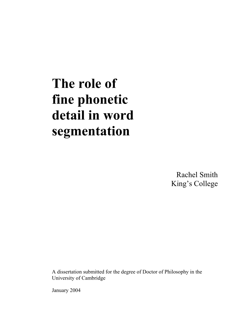 PDF) The role of fine phonetic detail in word segmentation