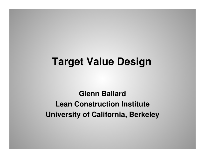 PDF) Target Value Design