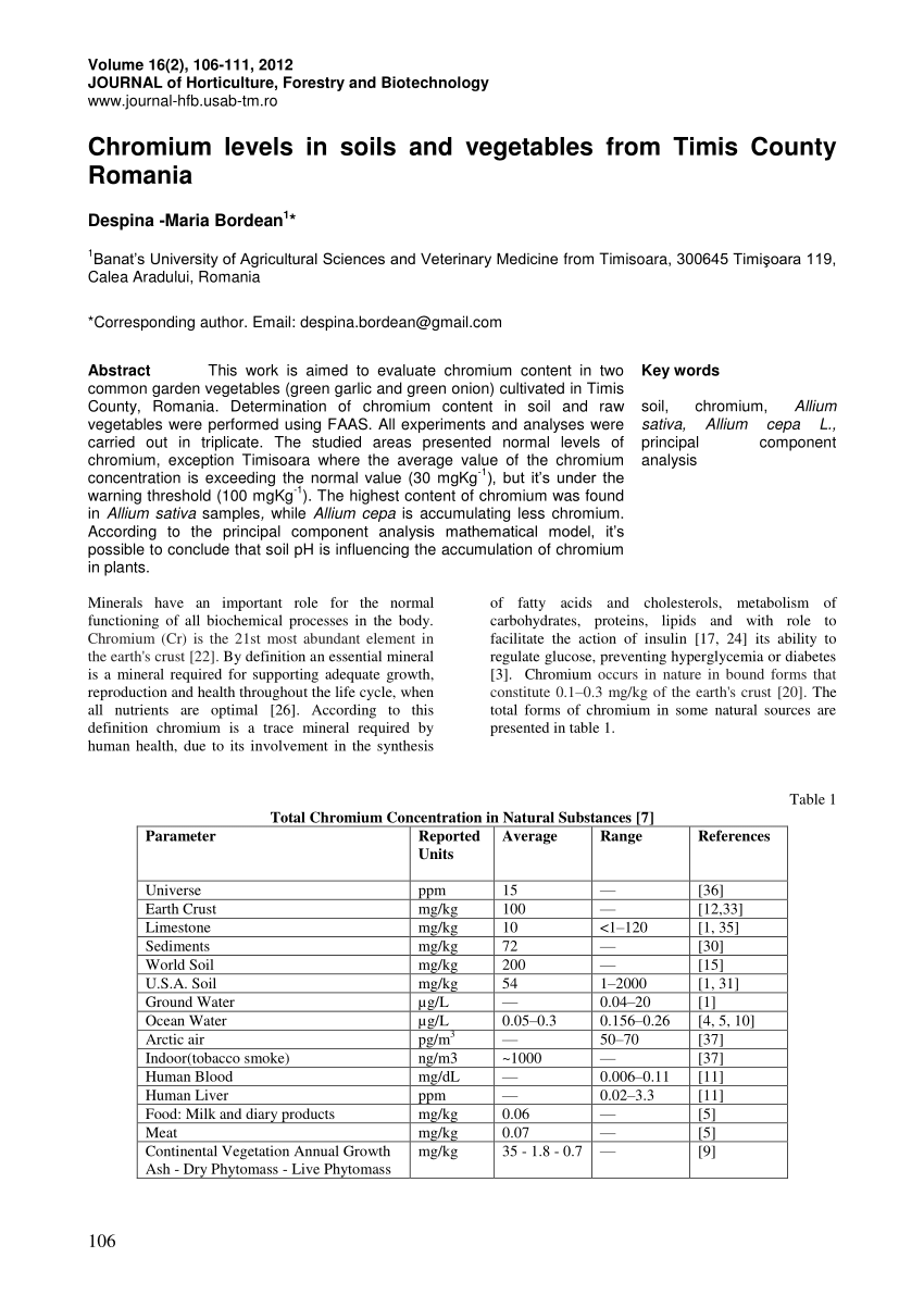 vegetables high in chromium