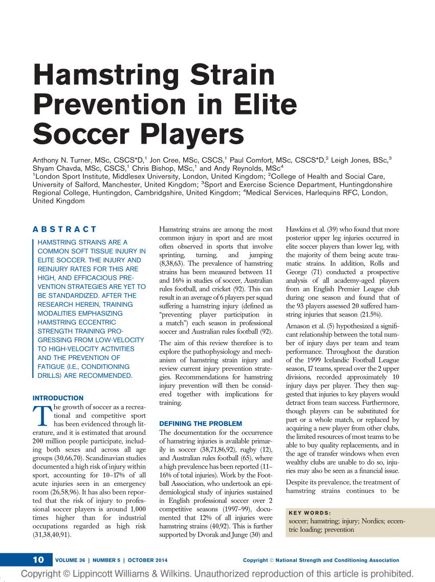 PDF) Hamstring Strain Prevention in Elite Soccer Players