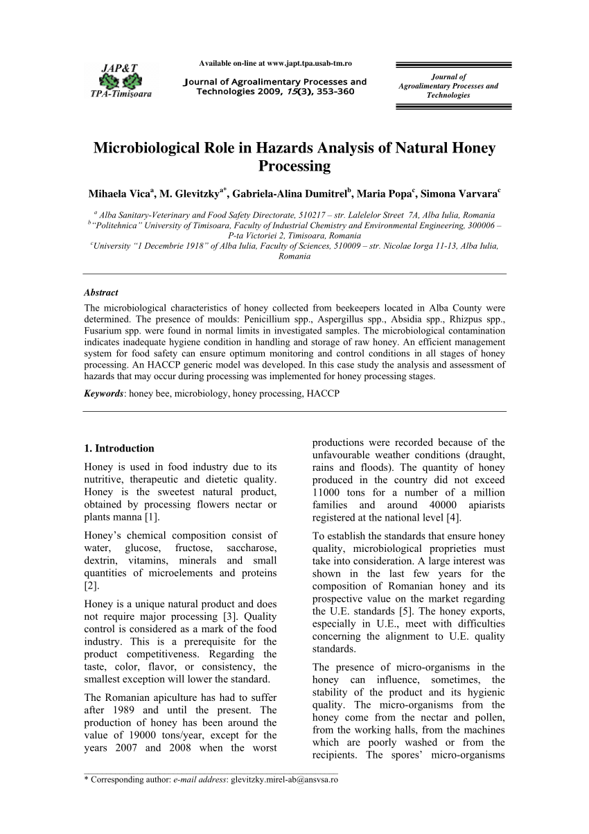 analysis of honey research paper