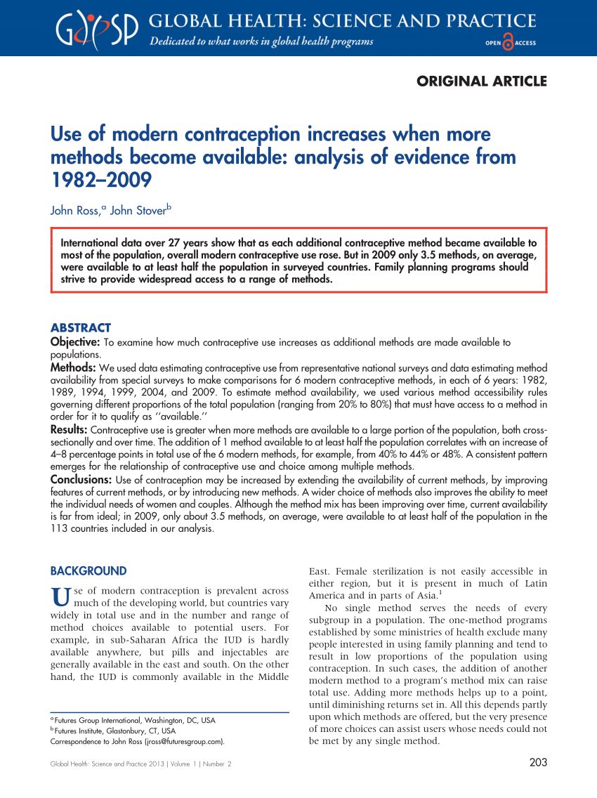 research paper on contraceptive methods