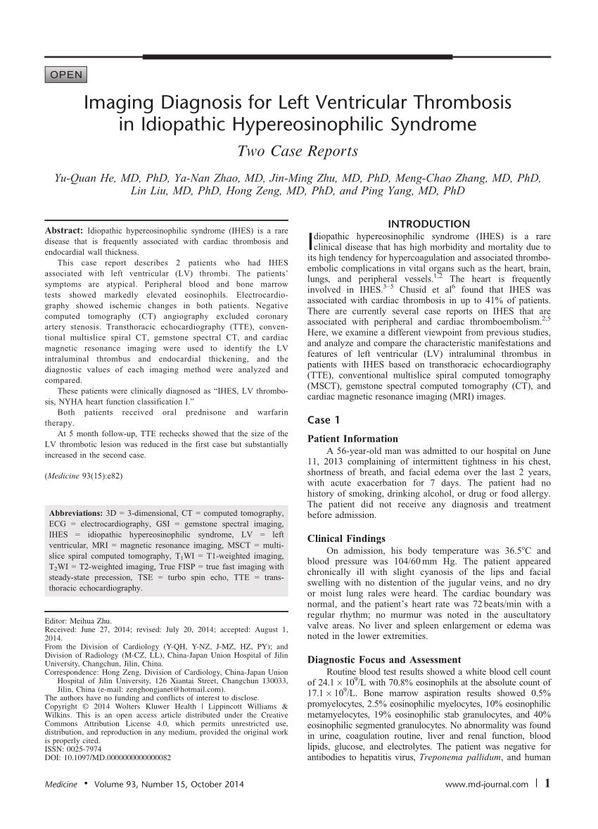 hypereosinophilic syndrome case report and literature review