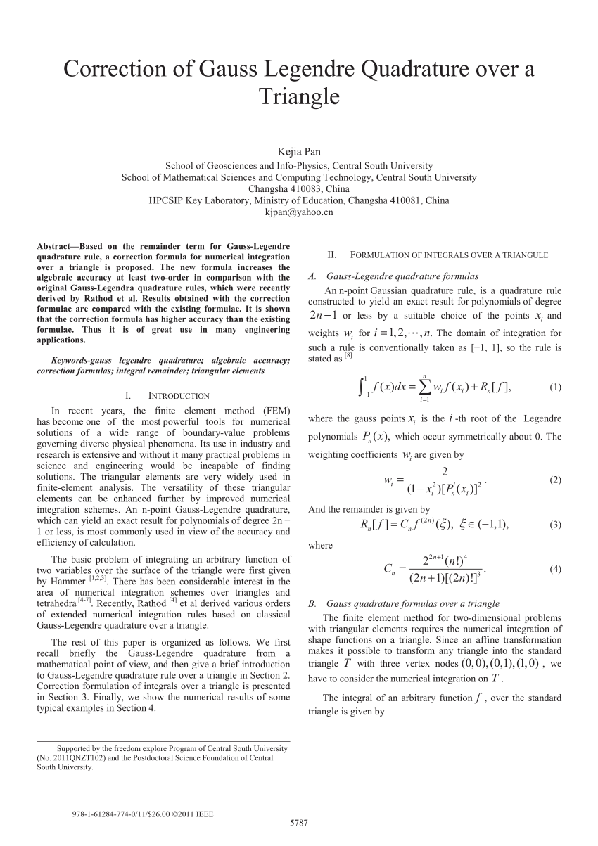 Pdf Correction Of Gauss Quadrature Formulas